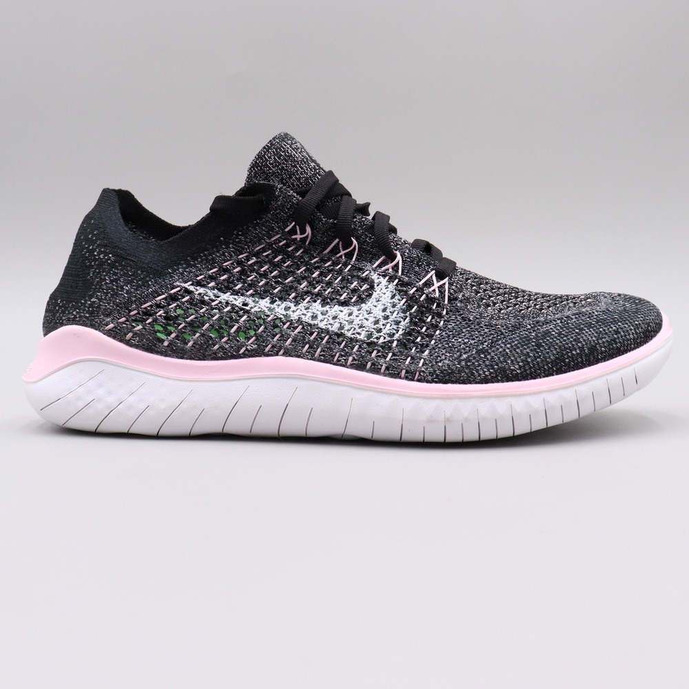 Nike Free RN Flyknit 2018 Womens Size 9.5 US Running Shoes Black Pink 942839-007